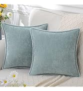 decorUhome Chenille Soft Throw Pillow Covers 18x18 Set of 2, Farmhouse Velvet Pillow Covers, Deco...