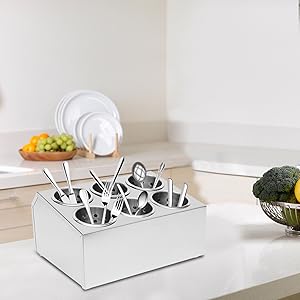 Commercial Stainless Steel Cylinder Flatware Organizer 