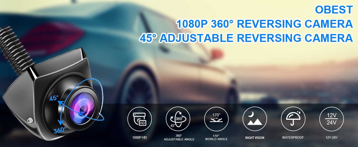 OBEST Vehicle Backup Rear View Camera AHD 1080P, 175° WideAngle