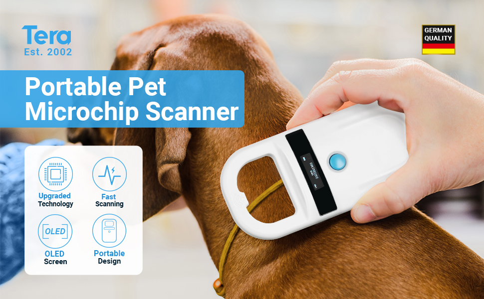 Tera Pet Microchip Reader Scanner RFID Portable Animal Chip ID Scanner