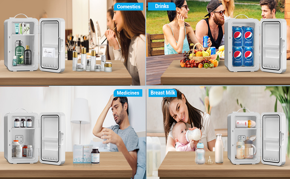 SUAVO Mini Fridge 6L/8 Cans Portable Cooler and Warmer