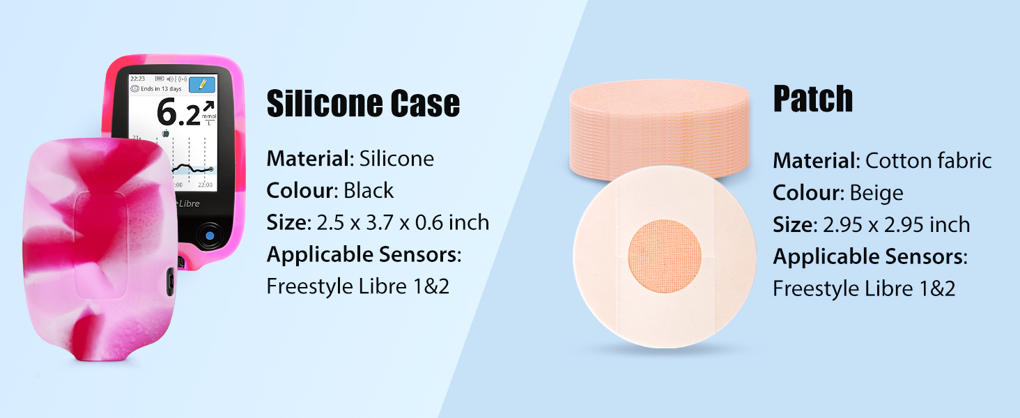 The silicone case for Libre 2 reader diabetic sensor covers with Adhesive Patches