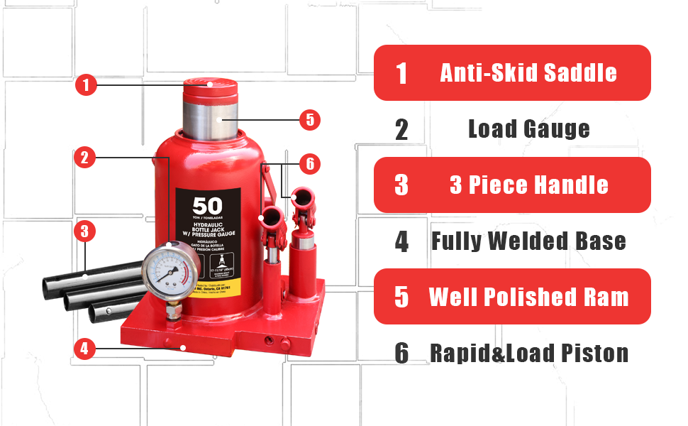 BIG RED ATH950001BR Torin Heavy Duty Professional Double Piston Car