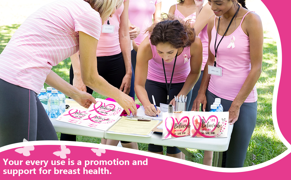 50 Pcs Breast Cancer Awareness Make up Bag Pink Ribbon