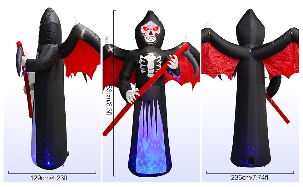 Kalolary 8.3FT Length Halloween Inflatables Outdoor Scythe Ghost King
