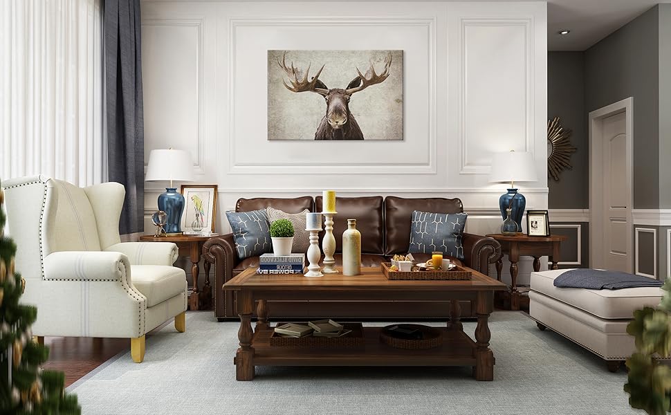 SEVEN WALL ARTS Moose Pictures Elmer The Moose Modern Rustic Wildlife