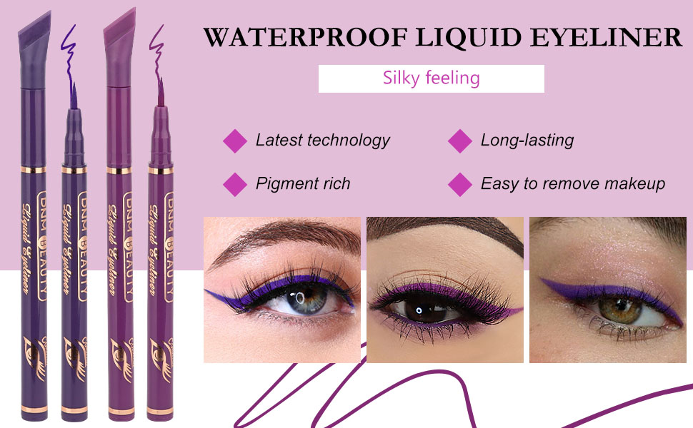 2Pcs Blue Purple Liquid Wing Eyeliner Colorful Pen Set