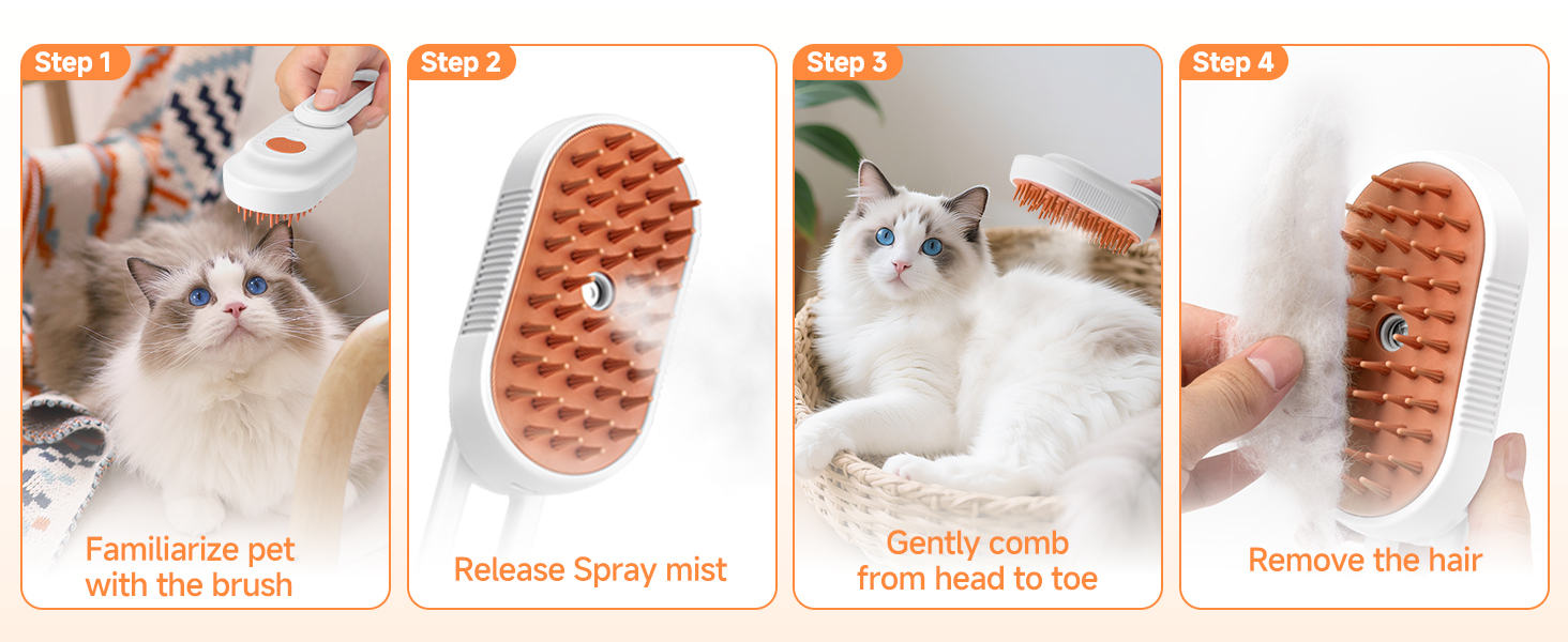 Pet Steam Brush for Dog & Cat