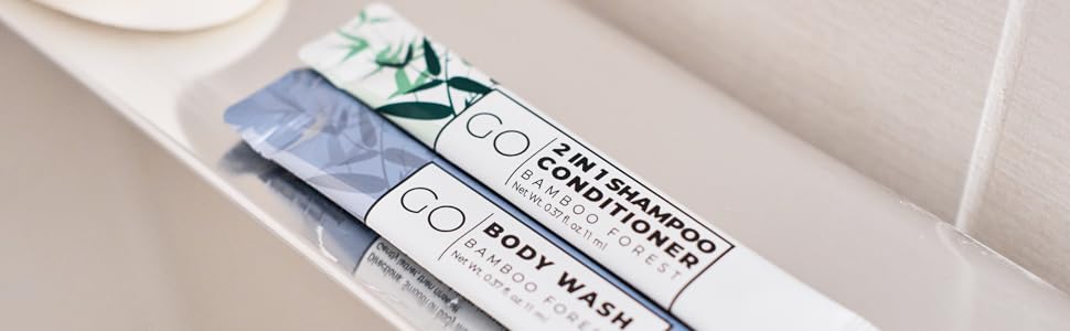 travel body wash sulfate free shampoo individual single packet bulk hotel guest party amenities 