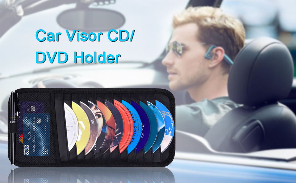 Wisdompro Car CD Case Holder, Vehicle Sun Visor Organizer Disc Wallet