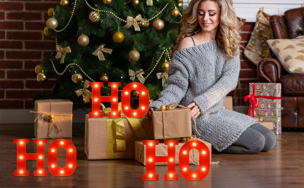 Christmas Letter Lights Sign Table Decorations LED Battery Powered   Home Bar Bedroom Decor Gift