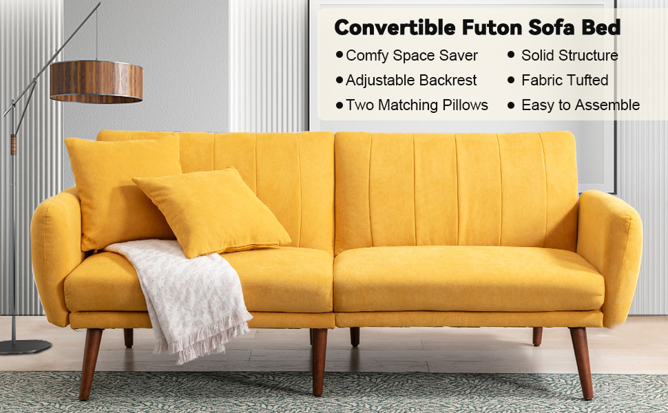 Vicluke Convertible Futon Sofa Bed, Modern Linen SplitBack