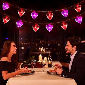 Ohwewant 50 LED Red and Pink Valentines Lights, [Timer 8