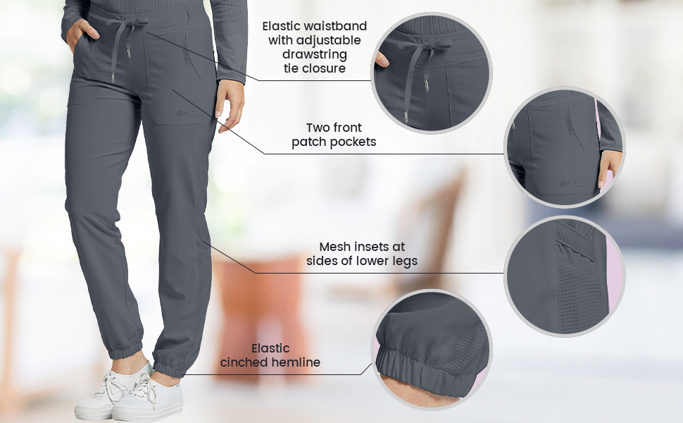 Amazon.com: White Cross Fit Drawstring Jogger Scrub Pants