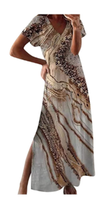 Trendy Printed Short Sleeve Maxi Dress