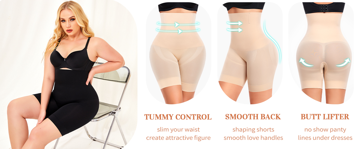 Tummy Control Shapewear Shorts for Women Seamless High Waist Body Shaper Panties Shaping Underwear
