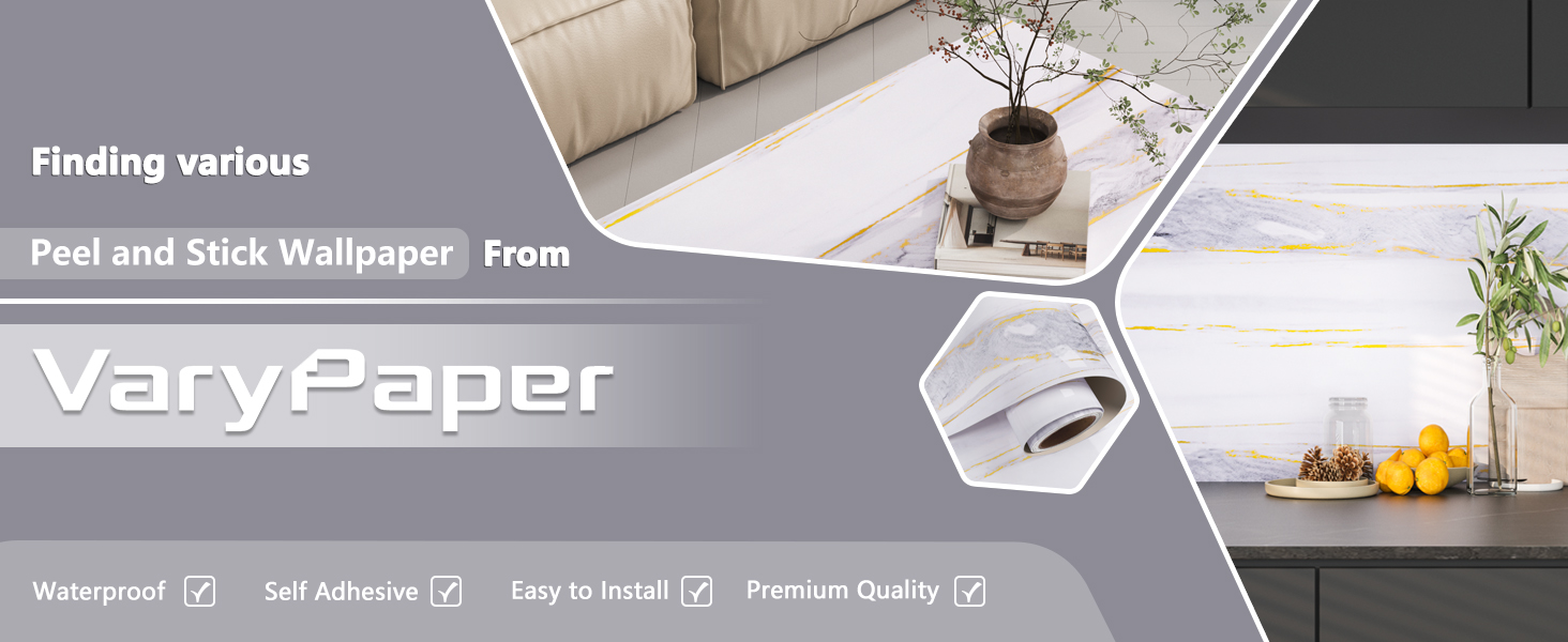 VaryPaper Luxury White Marble Countertop Contact Paper Waterproof