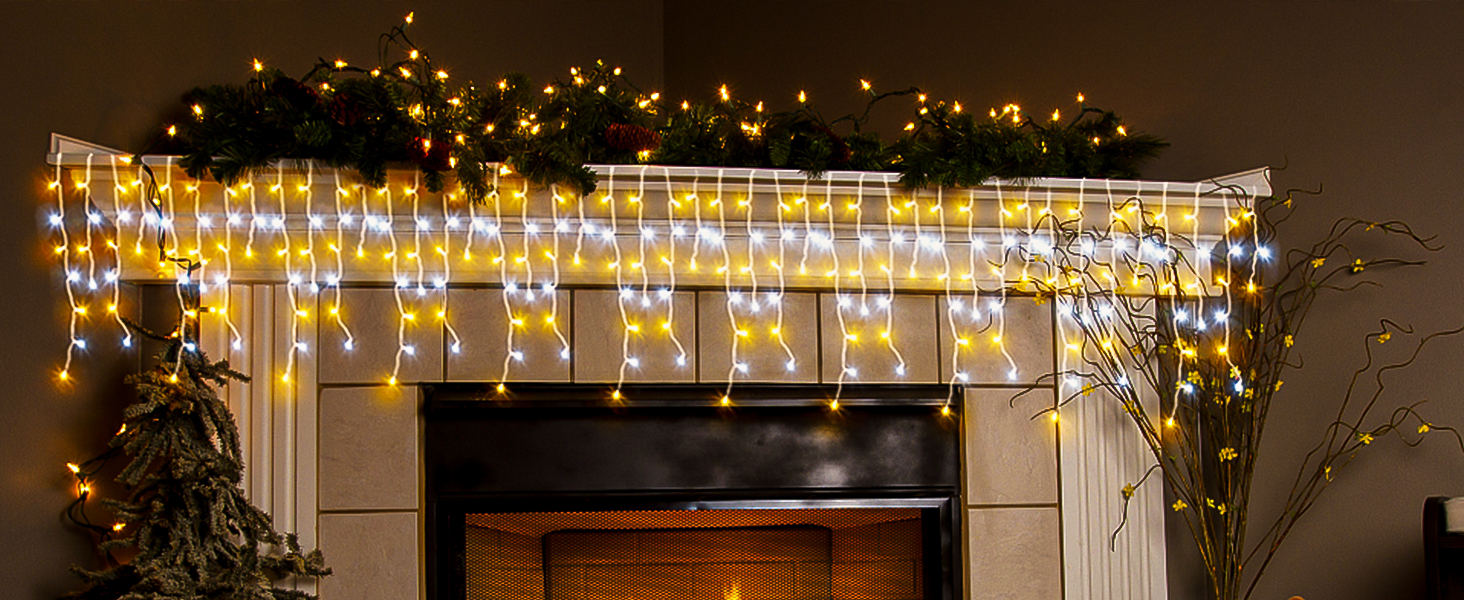 Icicle Outdoor Christmas Lights 10M Warm White LED Xmas Icicle Light Outside Lighting