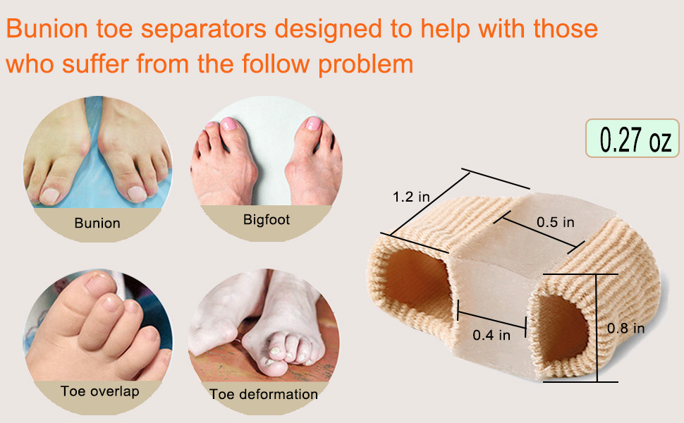 Bunion Toe Separators for Overlapping Toes Women Men, Gel Toe Spacers ...