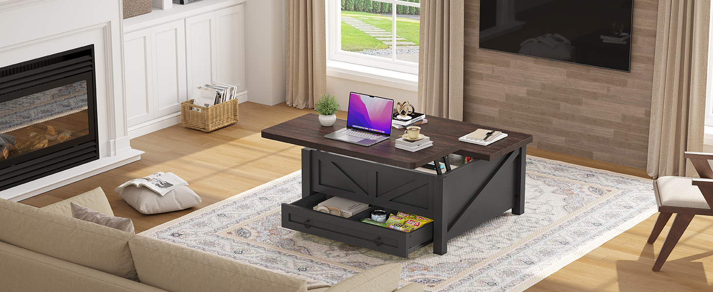 Itaar Wooden Coffee Table, Lift Top Coffee Table with