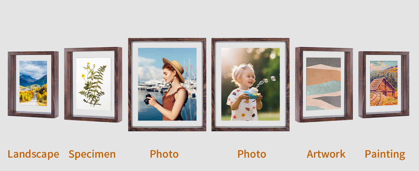 WIFTREY 8x10 Floating Picture Frame 2 Pack, Double Glass