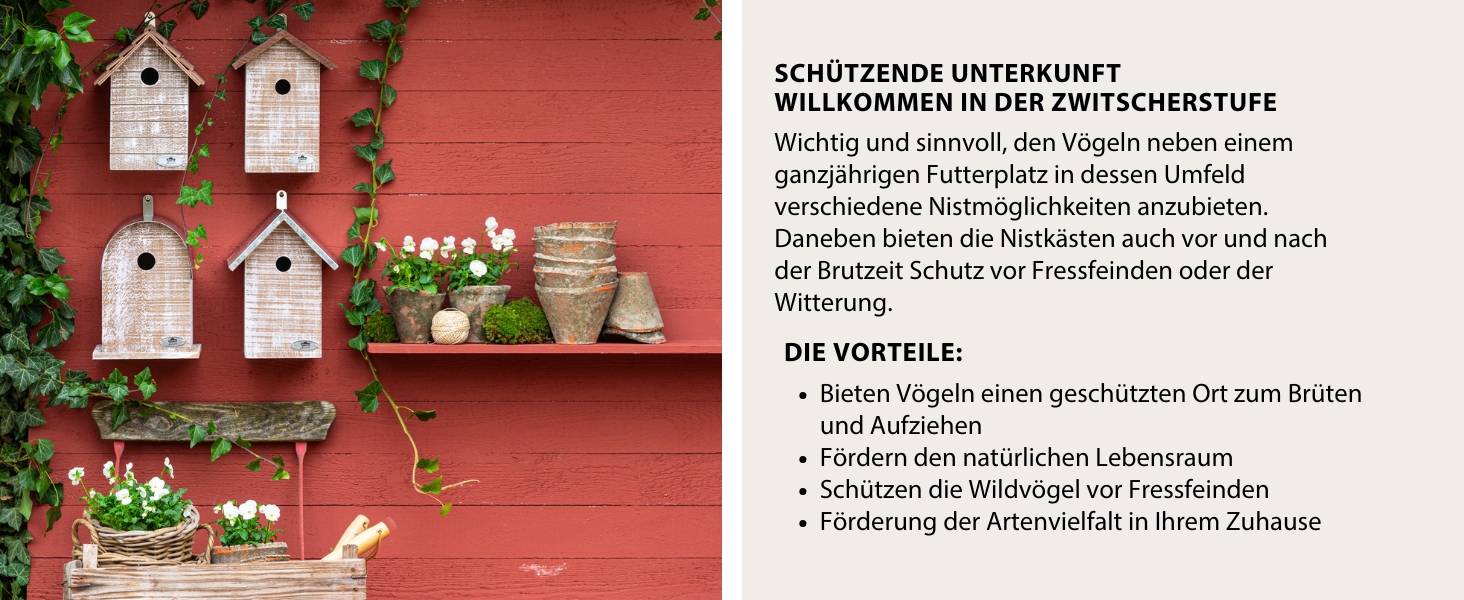 Vogelbehausung, Nistkästen für Meisen, Nistkasten für Spatzen, Vogelhaus für Winter