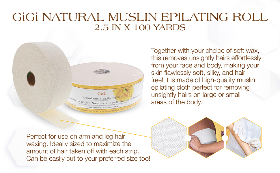 GiGi Natural Muslin Epilating Roll, 2.5 in x 100 yards
