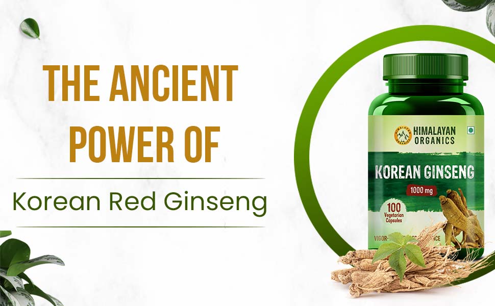 Himalayan Organic Korean Red Ginseng 1000mg For Men Supports Brain