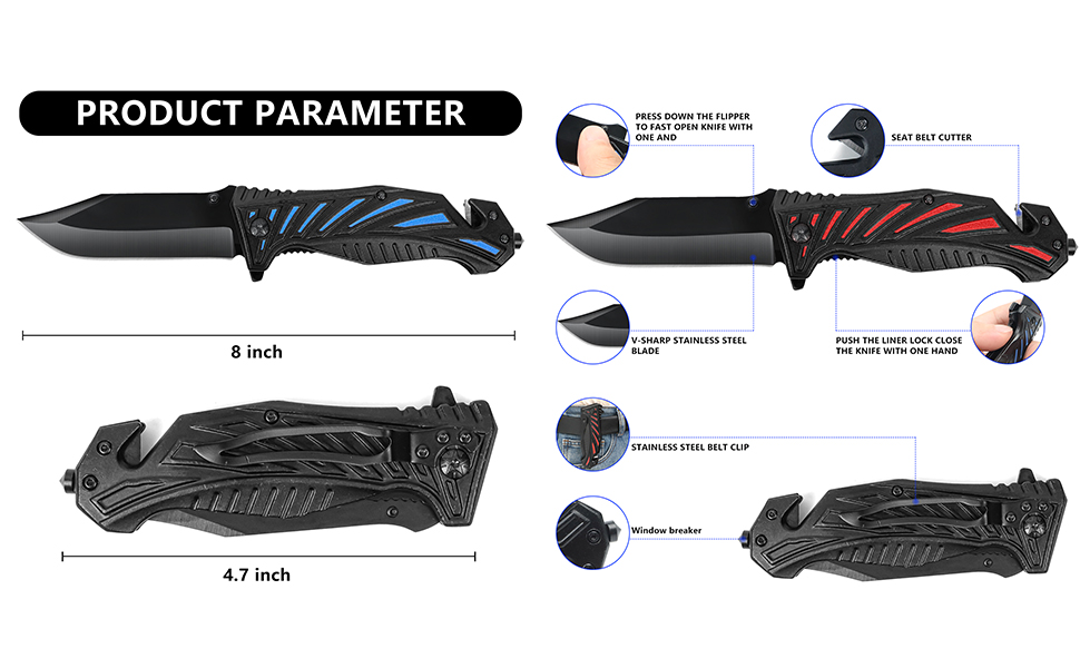 SHARP CASTLE Tactical Folding Pocket Knife 3.3" Folding