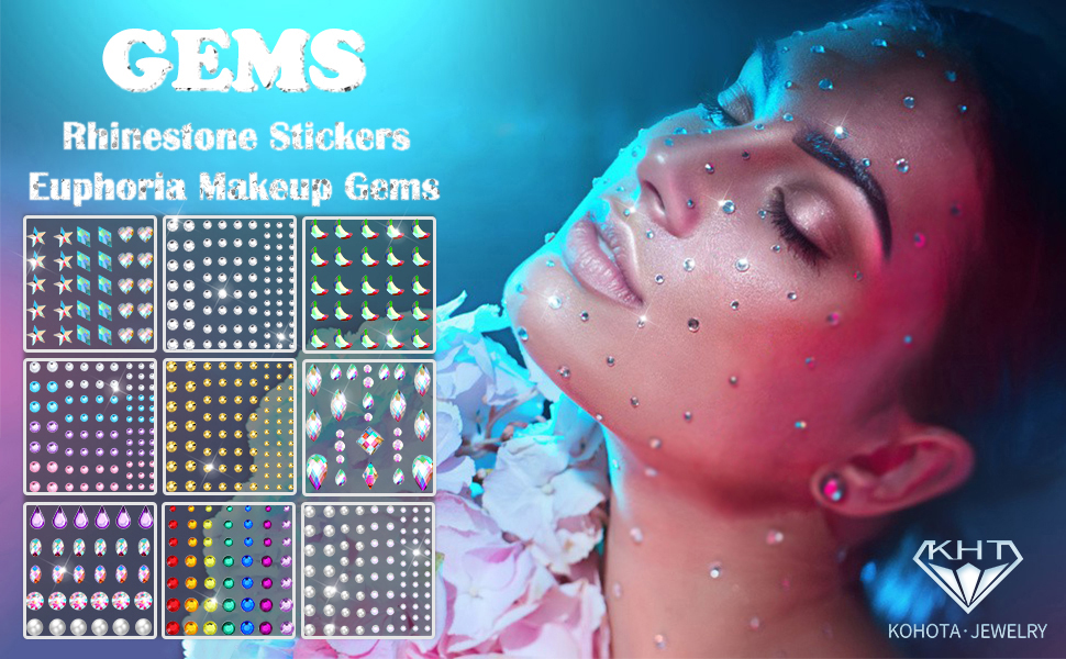 KOHOTA Face Jewels Stick on Face Gem Eye Body Makeup