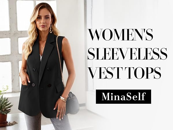 Mina Self Sleeveless Blazers Vest For Women 2025 Summer Tops