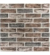 Art3d 10-Pack 52.5 Sq.Ft Faux Brick 3D Wall Panels Peel and Stick in Gray Brown, Self Adhesive Wa...