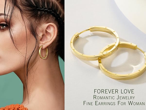 Amazon.com: SANDRA REDD 14K Gold Hoop Earrings for Women