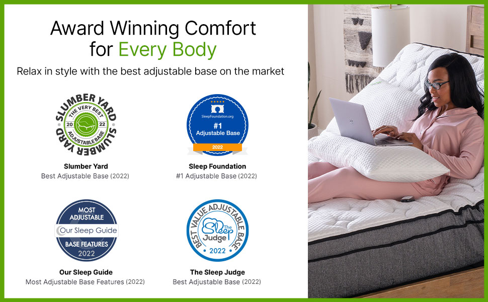 GhostBed Twin XL Adjustable Bed Frame Power Base with 11