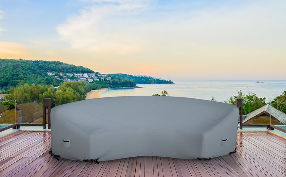 Curved Sofa Cover 18 Oz Waterproof 100 Weather Resistant Customize Outdoor Sofa