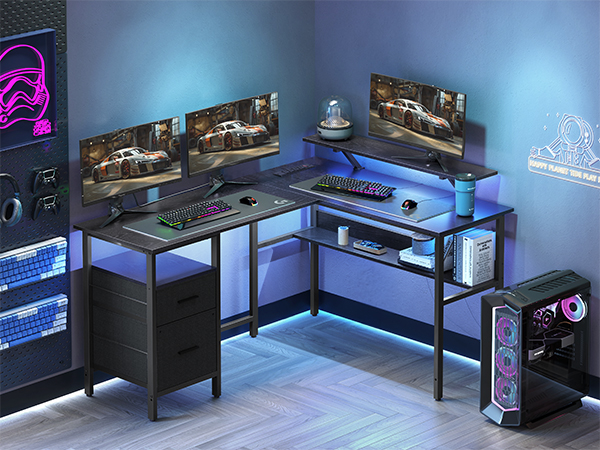 Amazon.com: VASAGLE L-Shaped Desk with Power Outlets