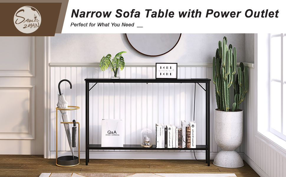 SAUCE ZHAN Sofa Table with Outlet and USB Port, 47" Console