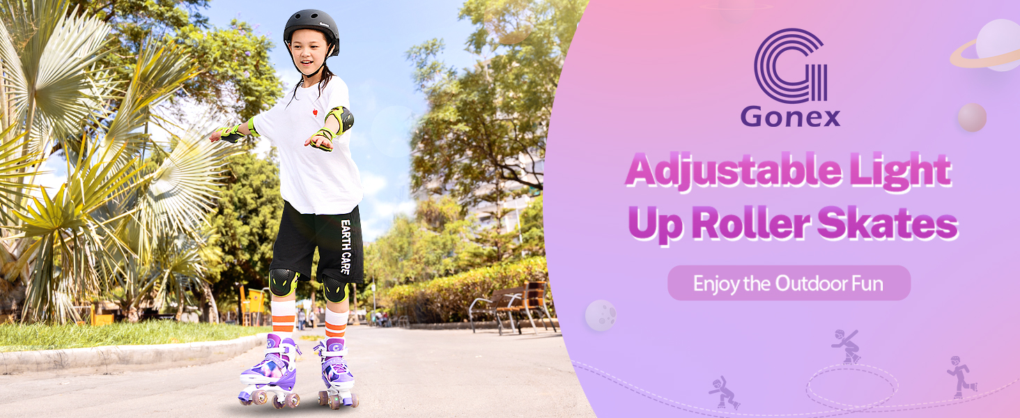 Gonex Adjustable Roller Skates,4 Light up Wheels and Sizes Adjustable