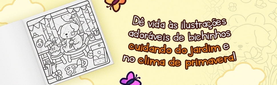 Dê vida às ilustrações adoráveis de bichinhos cuidando do jardim e no clima de primavera!