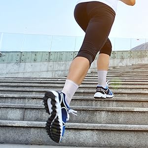 YUEDGE Women's Cushioned Outdoor Sports Hiking Walking Socks For Women, Moisture Wicking Cotton Casual Everyday Work Gym Tennis Athletic Crew Socks, Multipack, 5 Pairs 15 running