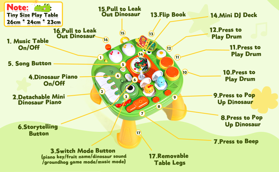 Activity Table for 1 Year Old Musical Toys for 1 Year Old Boys Sensory Toys for Baby with Sound Light Early Education Game Tiny Table Storytelling Mini Piano Drum Keys Baby Toys Gift for 1 2 Year Old 20 toys for 1 year old boys