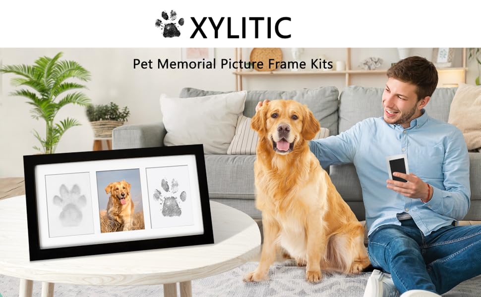 Xylitic Dog Paw Print Photo Frame Kit with No Toxic Clay