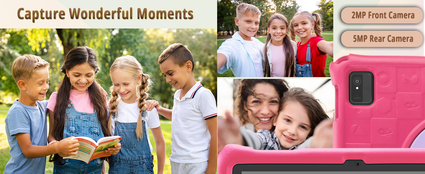 Kids Tablet with 2MP Front &amp; 5MP Rear Cameras to Capture Wonderful Moments