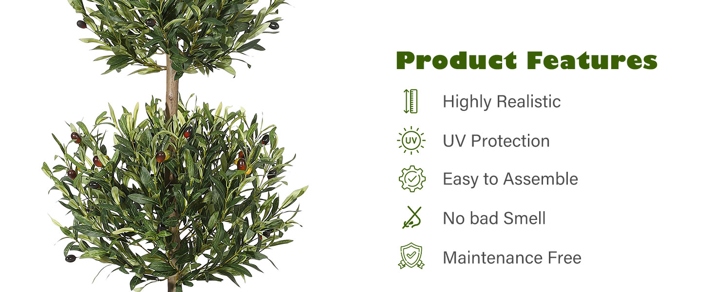 5FT Artificial Olive Triple Ball Topiary Trees