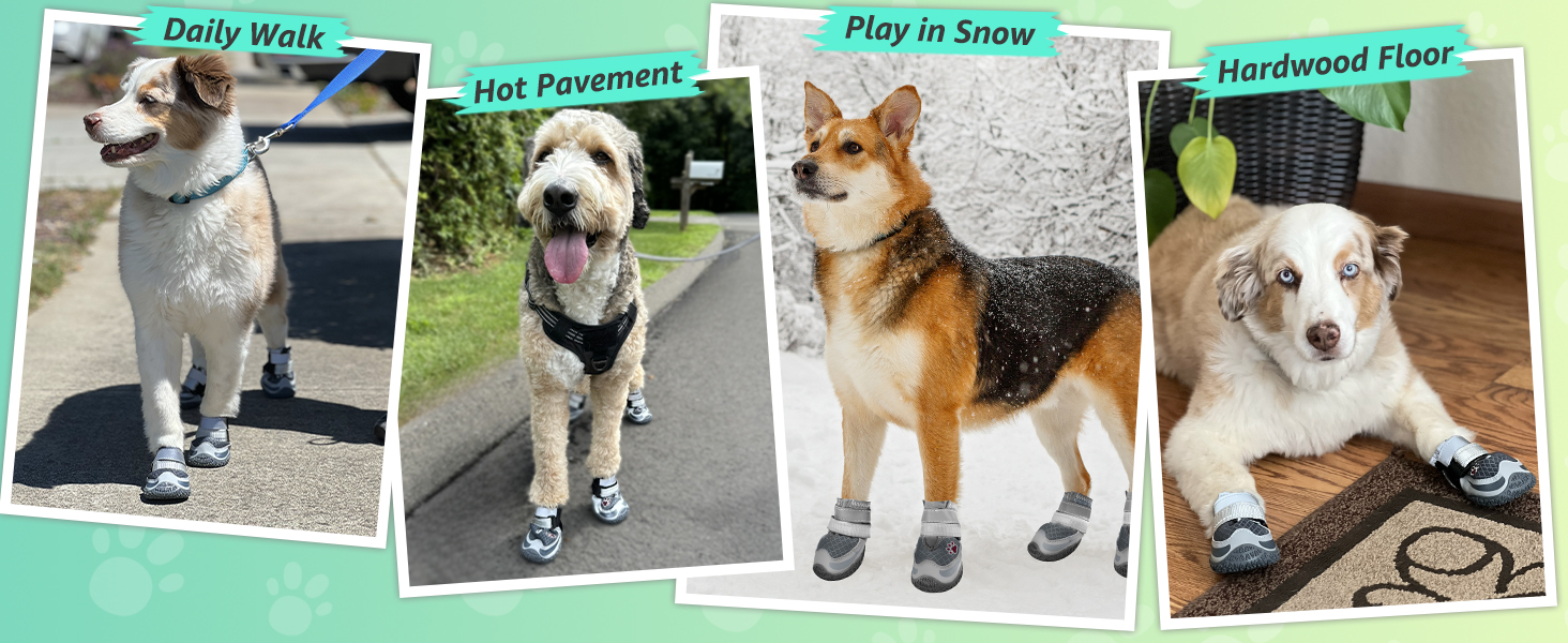 Eyein Dog Shoes for Injured Paws, Adjustable Breathable Dog Boots Paw Protector for Walking Hardwood Floor Outdoor, Anti-Slip Rubber Puppy Booties for Large Medium Small Breeds 16 dog shoes