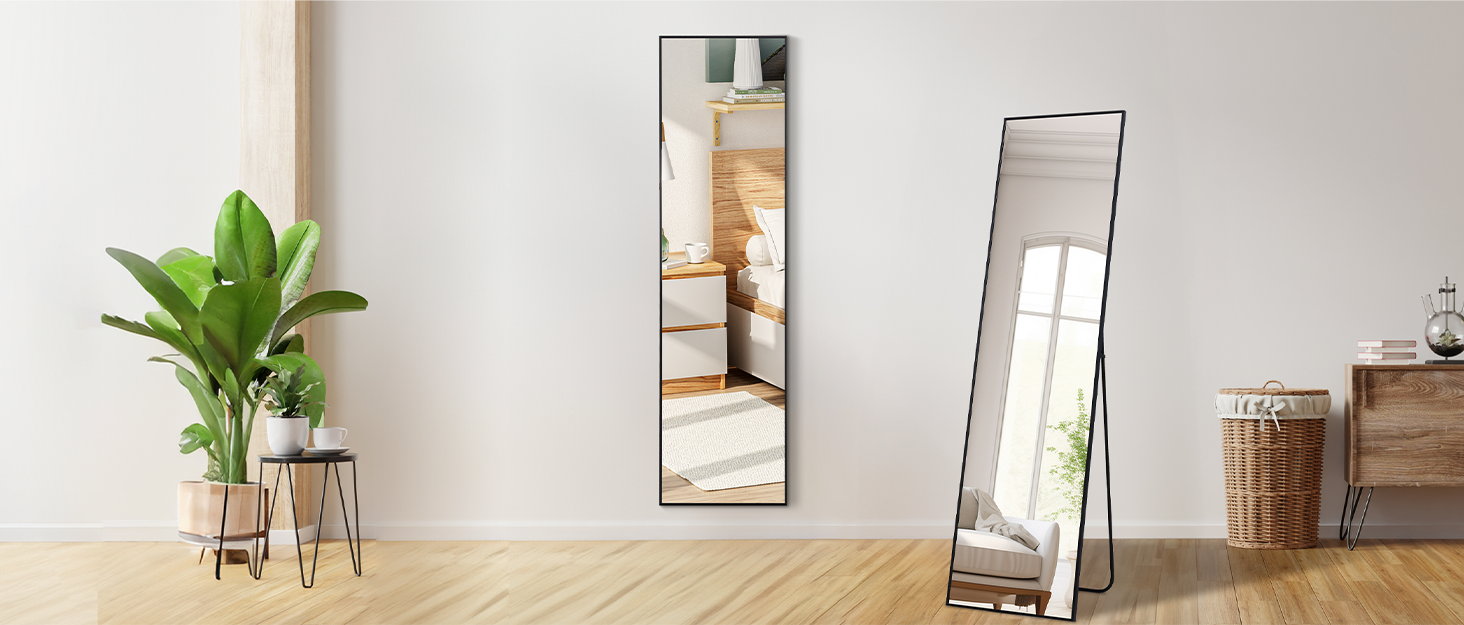 Full Length Mirrors 55"x15" Rectangle Mirror Black Mirror