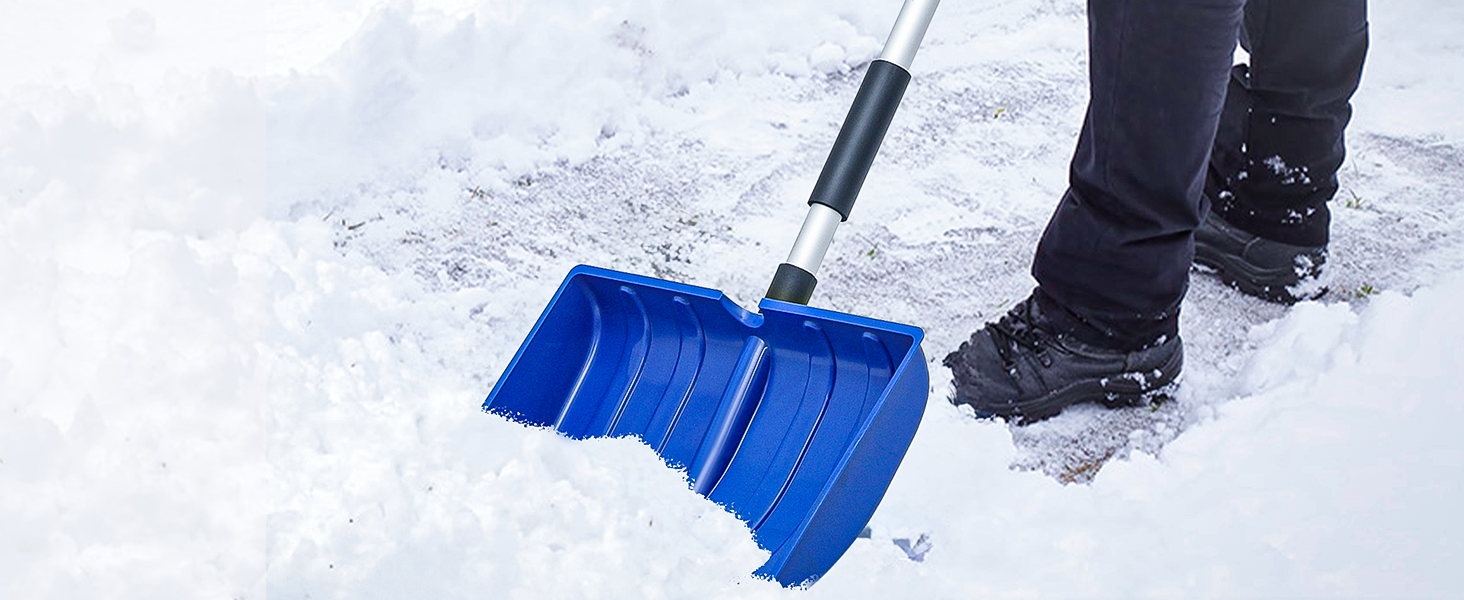 MoNiBloom Snow Shovel 16 Inch x 12 Inch Blade with