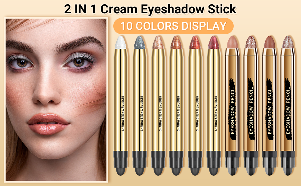 Shimmer Eyeshadow Sticks for Eyes,KQueenest Eye Brightener Stick with