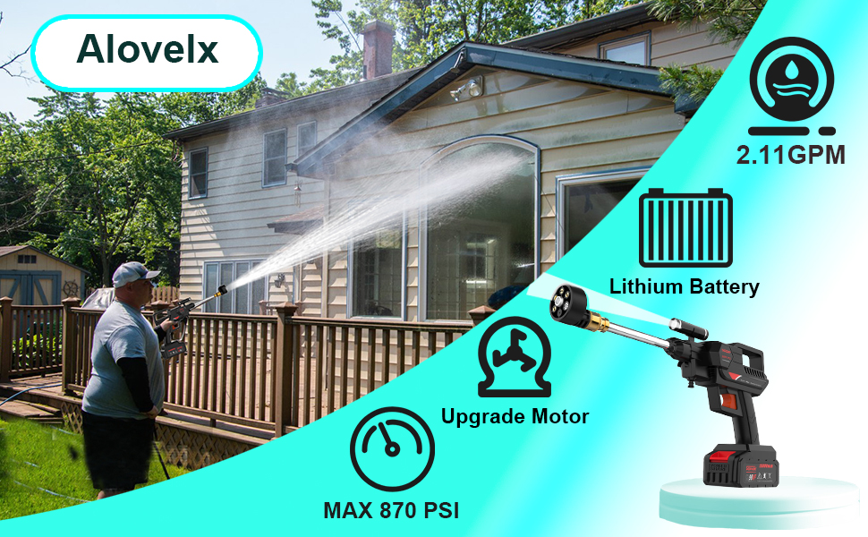 Cordless Pressure Washer, Max 870 PSI Portable Pressure