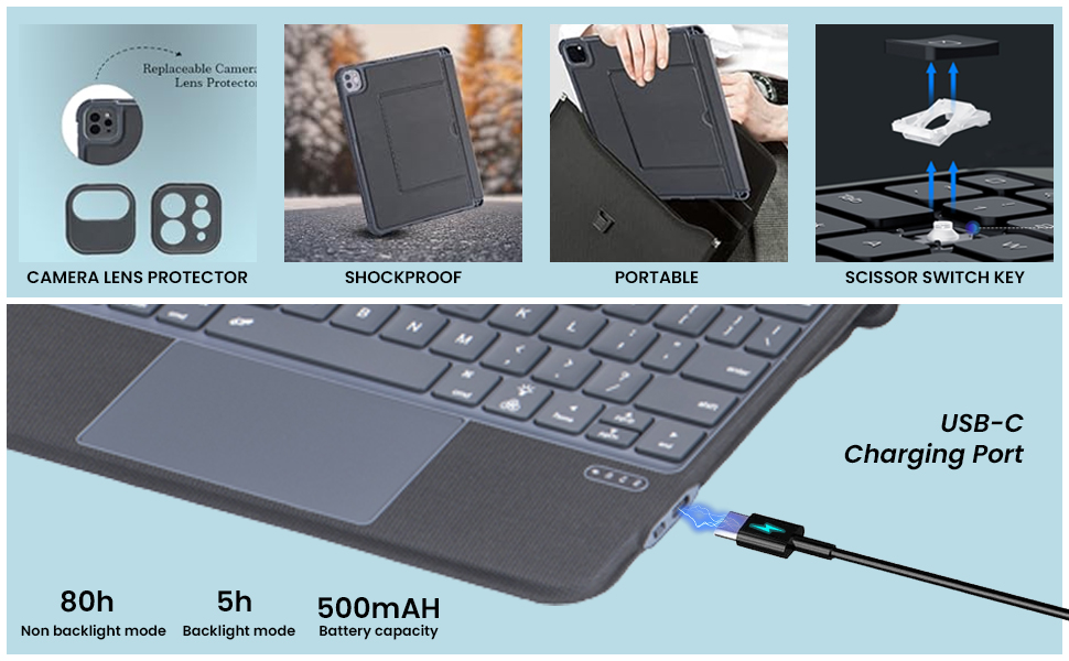 ipad air 11 inch m2 pro 11 keyboard case cover folio 5th gen generation touchpad pencil holder